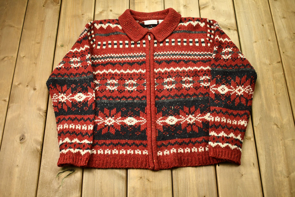 Vintage 1980s Croft & Barrow Full Zip Wool Sweater