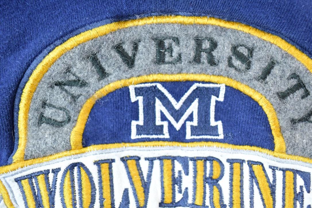 Vintage 1990s University Of Michigan Wolverines Collegiate Crewneck  Embroidered M  NCAA Sweatshirt  Sportswear  Americana