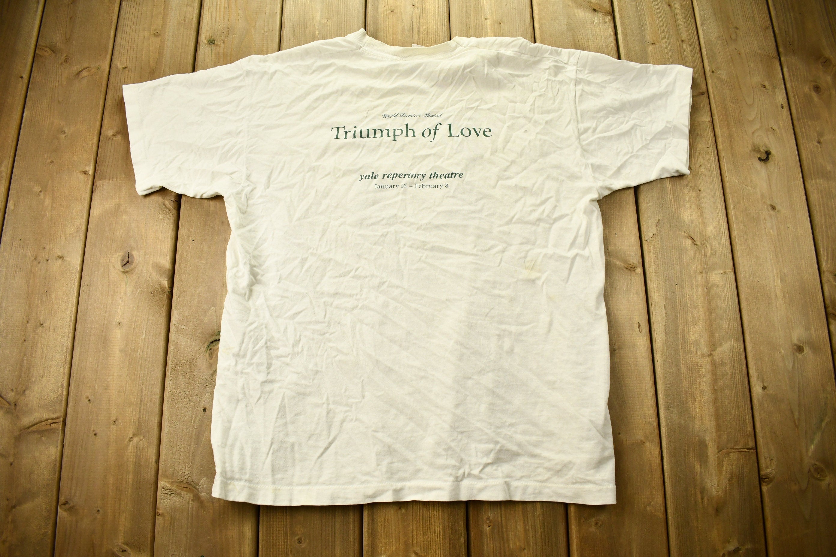 Vintage 1990s The Triumph Of Love Yale Repertory Theatre T-Shirt  Single Stitch  Americana  Yale University  Distressed
