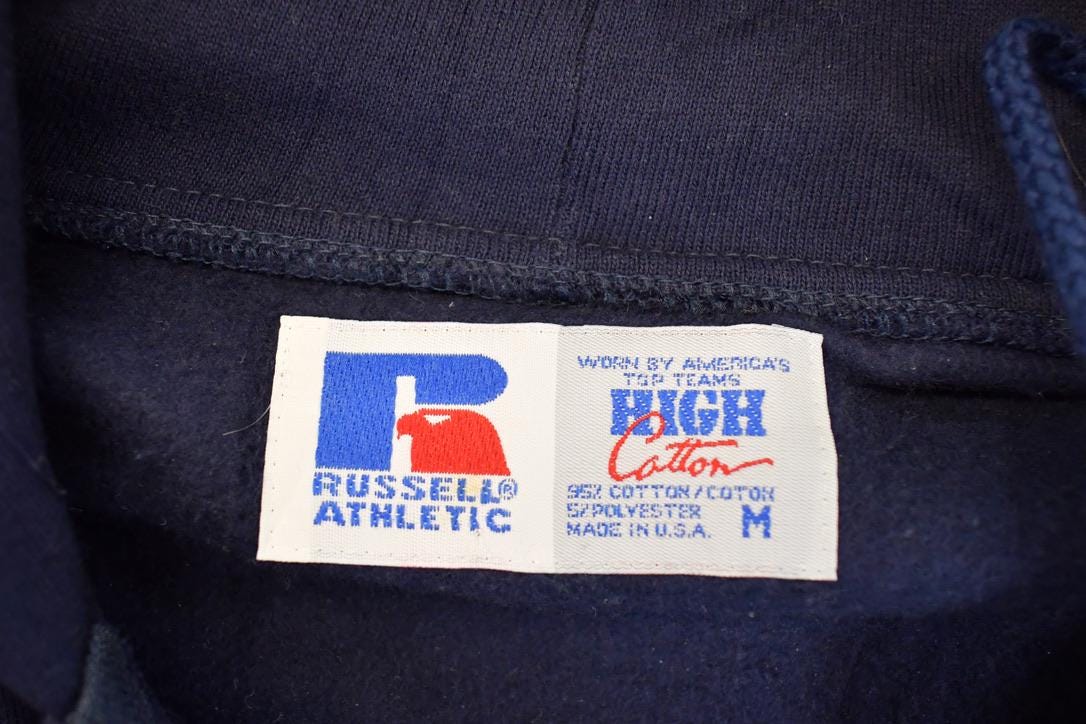 Vintage 1990s Russell Athletic High Cotton Full Zip Blank Crewneck Sweatshirt Men's M