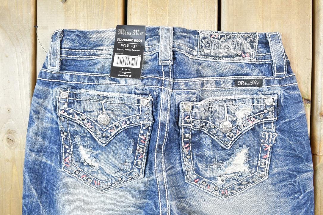 Vintage Y2K Miss Me Bedazzled Low Rise Jeans Size 26x31