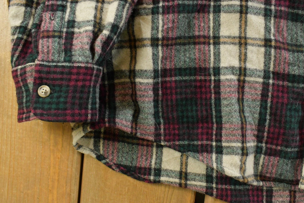 Vintage 1980s Eddie Bauer Wool Flannel Button Up Shirt Men's Large /