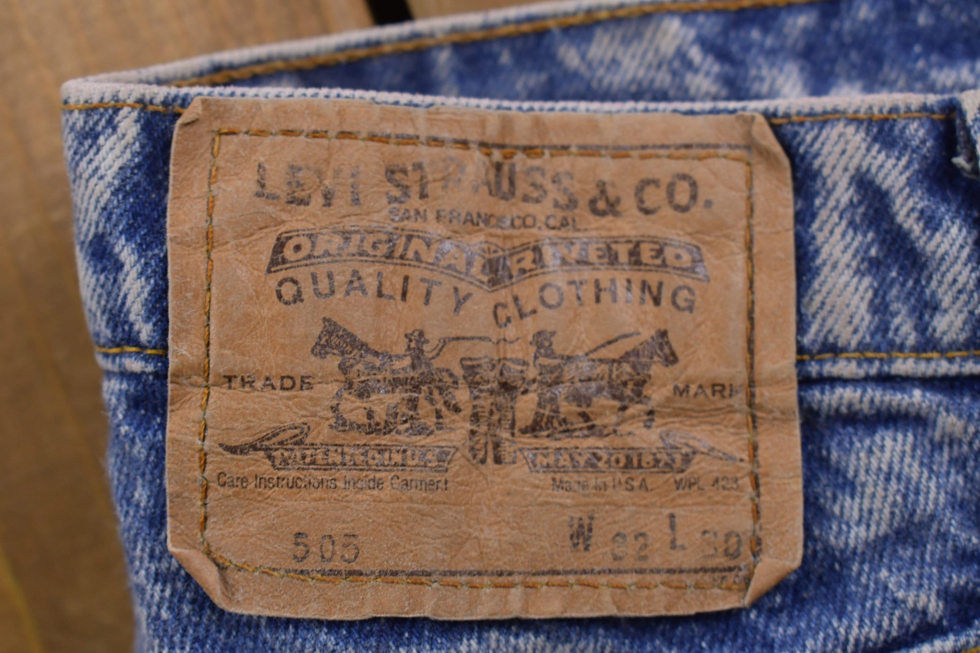 Vintage 1970s Levi's Orange Tab Acid Wash Jeans Size 30 x 29