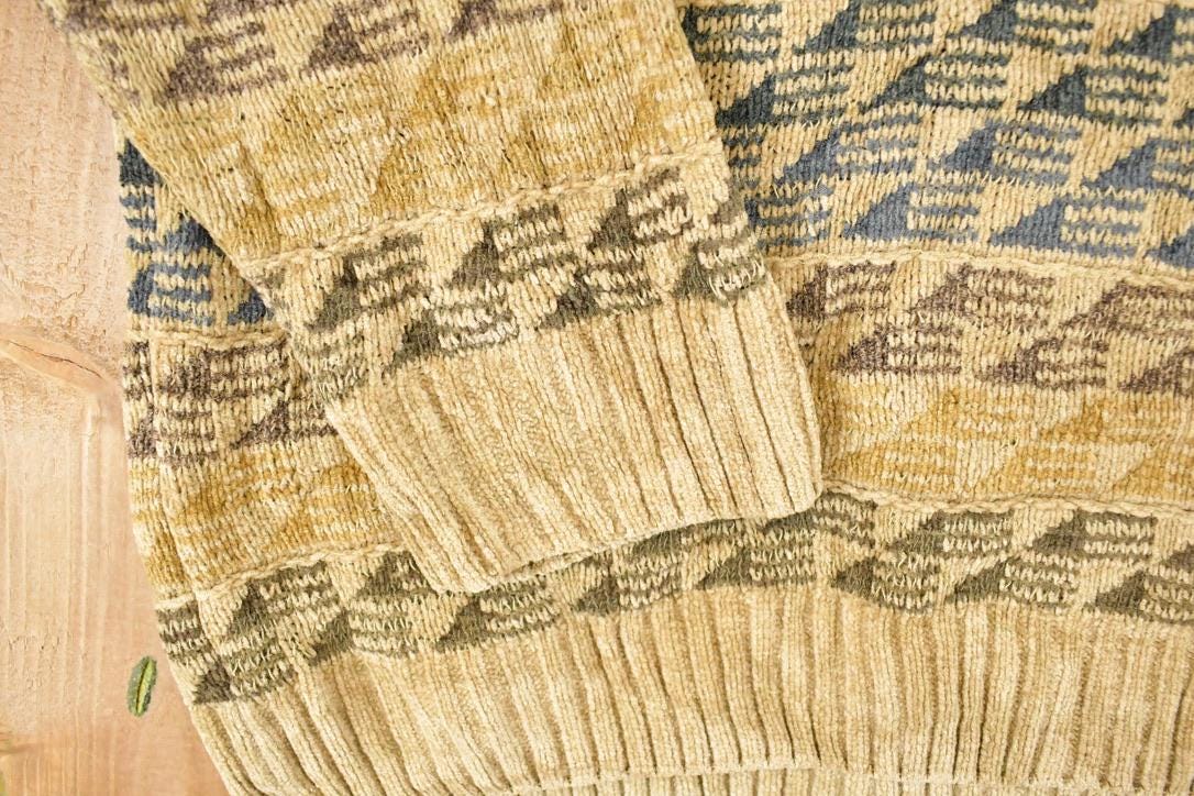 Vintage 1990s Dockers Abstract Knit Crewneck Sweater Men's L / 90s Knitted Sweatshirt / Vintage Preppy Knits