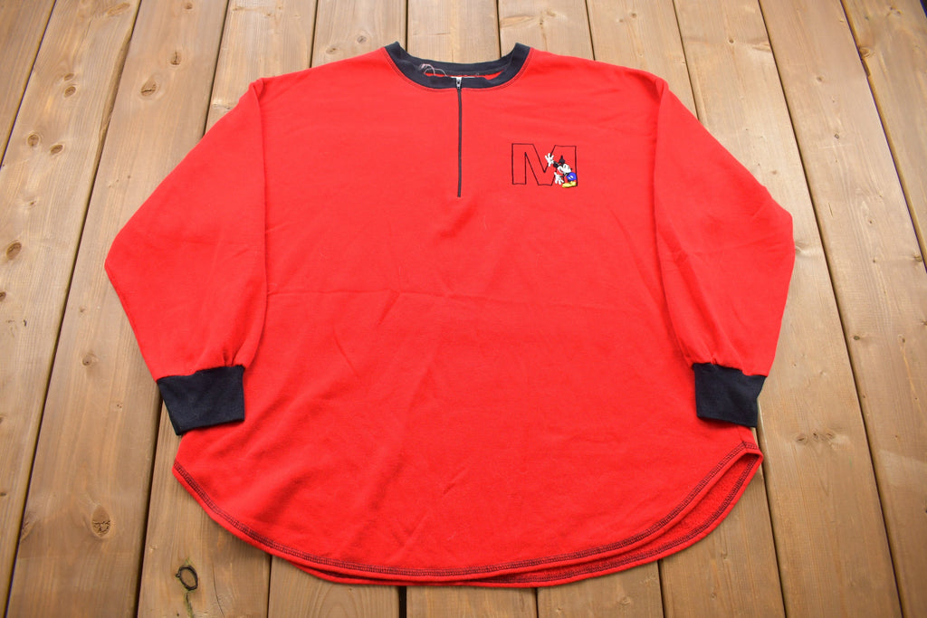 Vintage 1990s Disney Mickey Mouse Long Sleeve Quarter Zip Shirt  90s Crewneck  Made In USA  Essential  Streetwear  90s Mickey Mouse