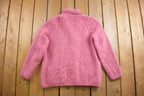 Vintage 1980s Burnbrae Knitwear Mohair Collared Cardigan Sweater