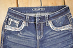 Vintage Deadstock Y2K Grace In LA Bedazzled Bootcut Low Rise Jeans Women's Size 26 x 32