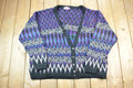 Vintage 1990s Concrete Abstract pattern Half Button Cardigan Knit Sweater