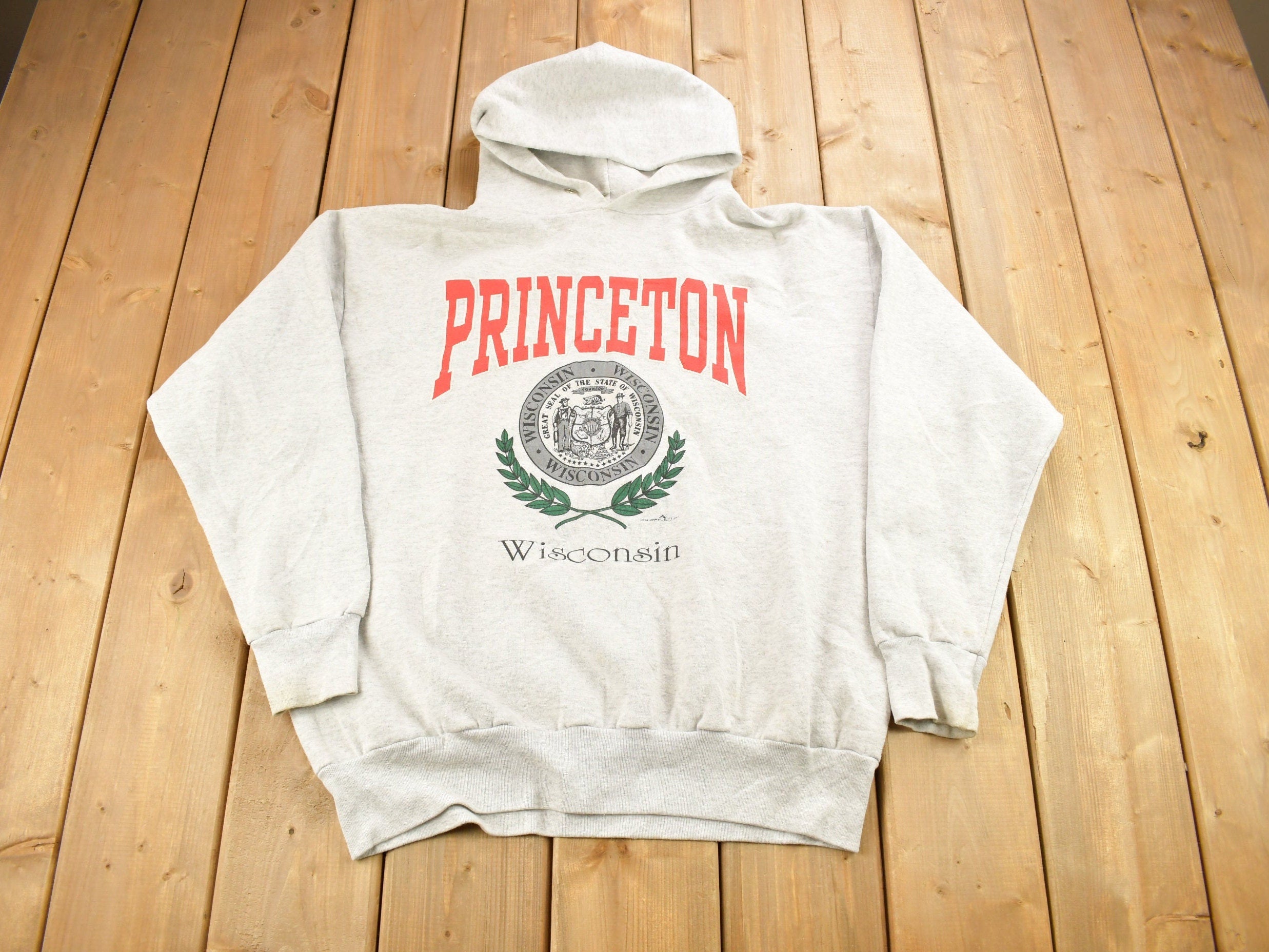 Vintage 1992 Princeton Wisconsin Hooded Sweatshirt