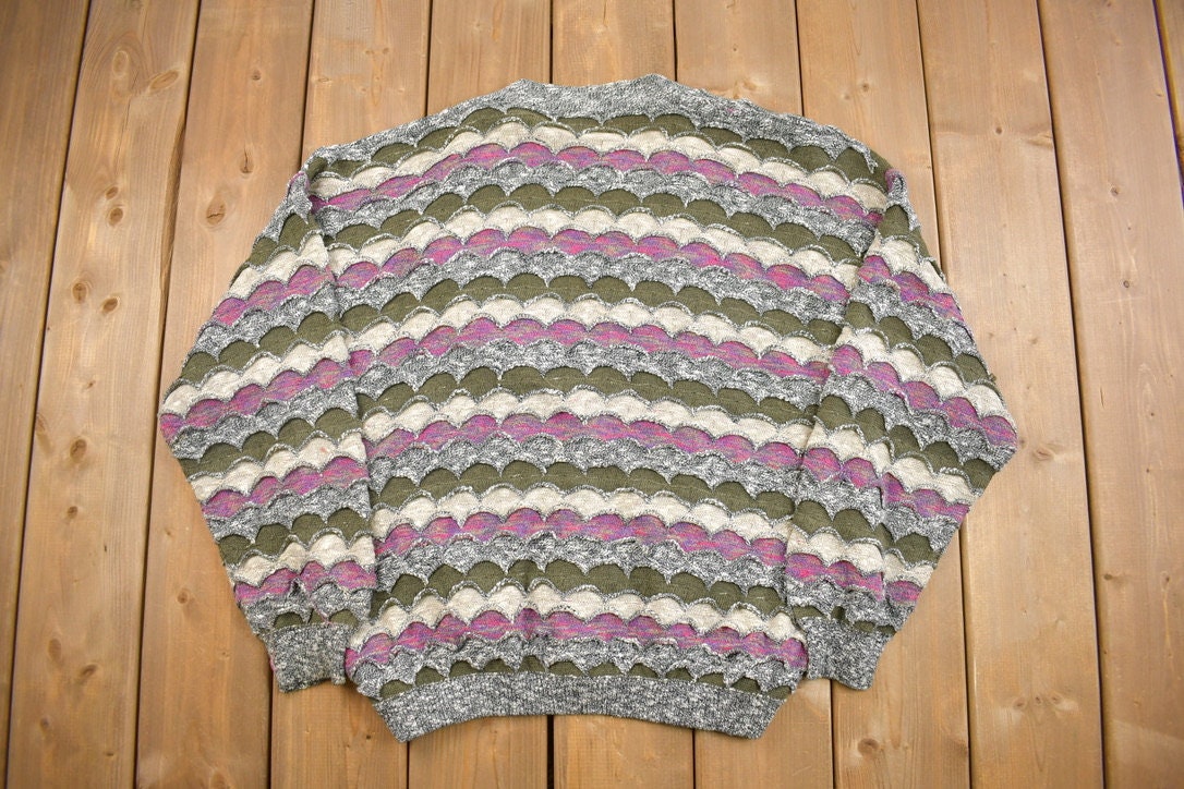 Vintage 1980s Mondo Di Marco 3D Knitted Cardigan Sweater