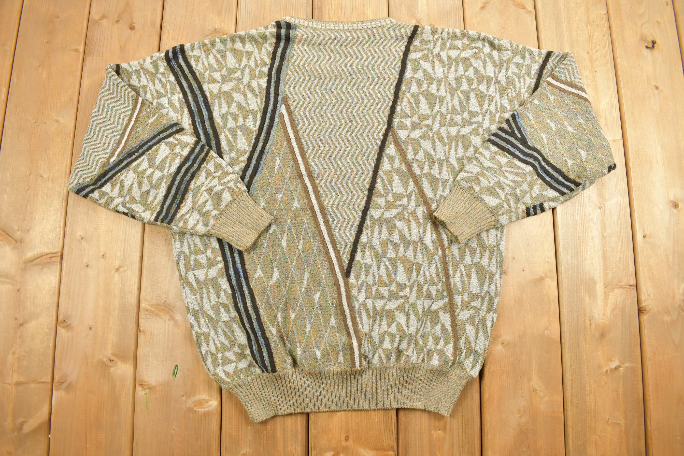 Vintage 1980s Mondo Abstract Patterned Knitted Crewneck Sweater
