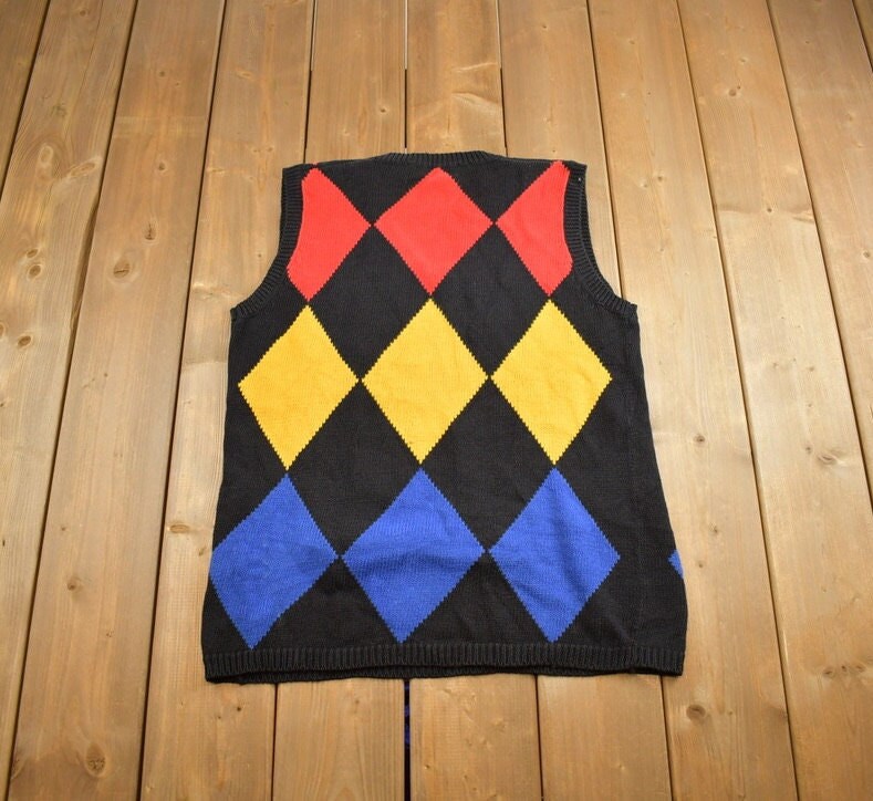 Vintage 1990s America Perry Ellis Knit V Neck Vest Sweater