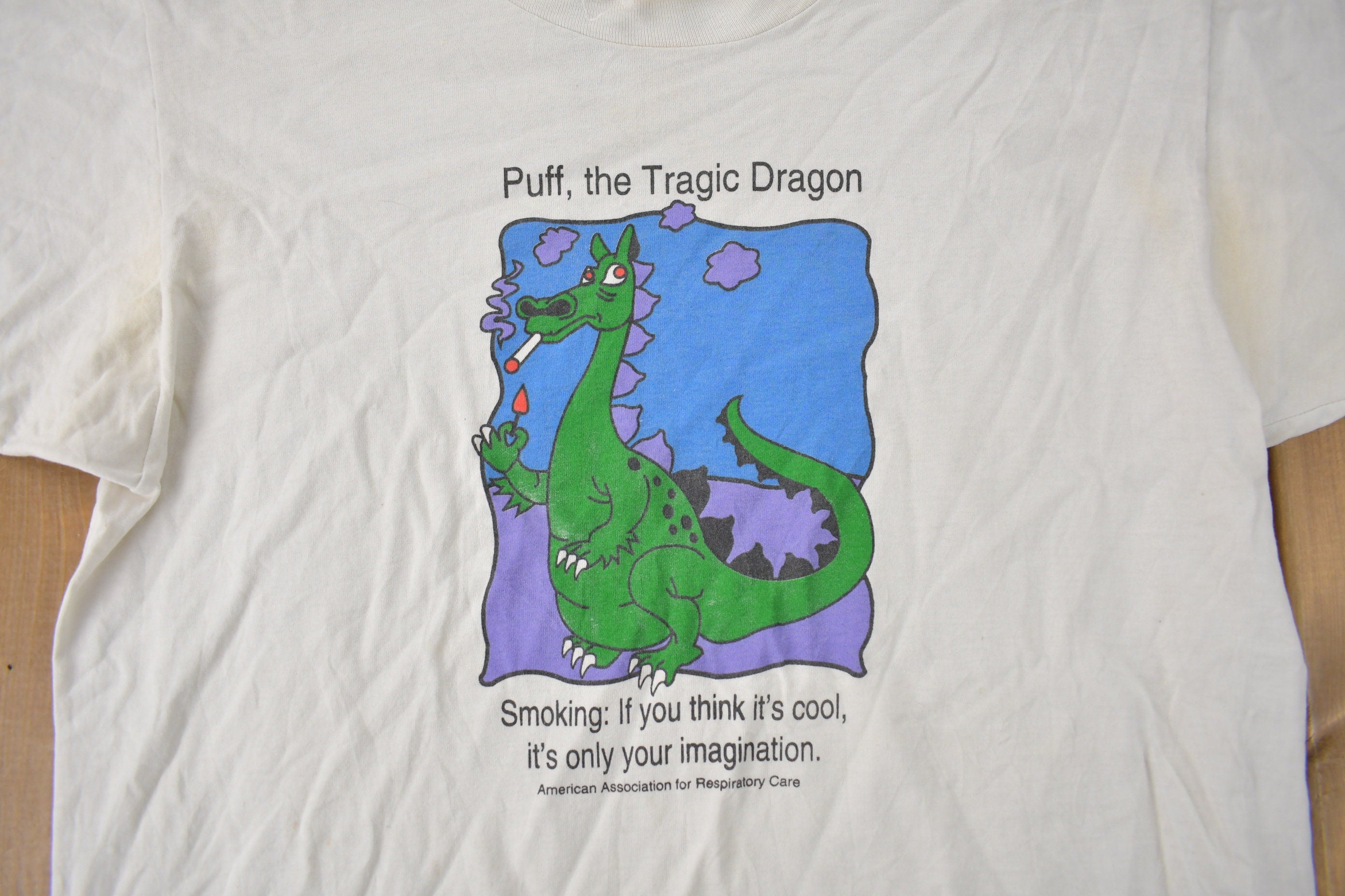 Vintage 1990s American Association For Respiratory Care Anti Smoking Single Stitch Graphic T Shirt Made In USA
