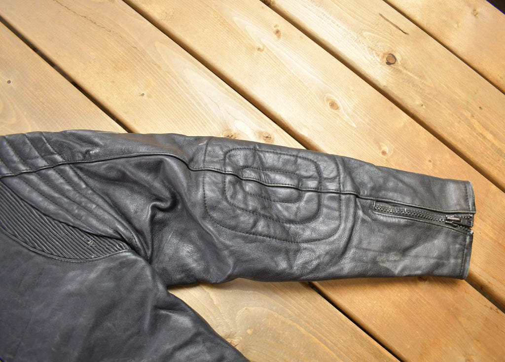 Vintage 1990s Eurox Leather Cafe Racer Biker Jacket