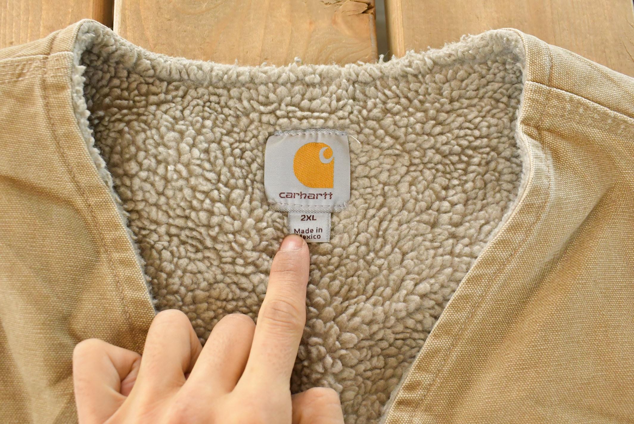 Vintage 2000s Carhartt Sun Faded Distressed Sherpa Lined Jacket Vest Mens 2XL
