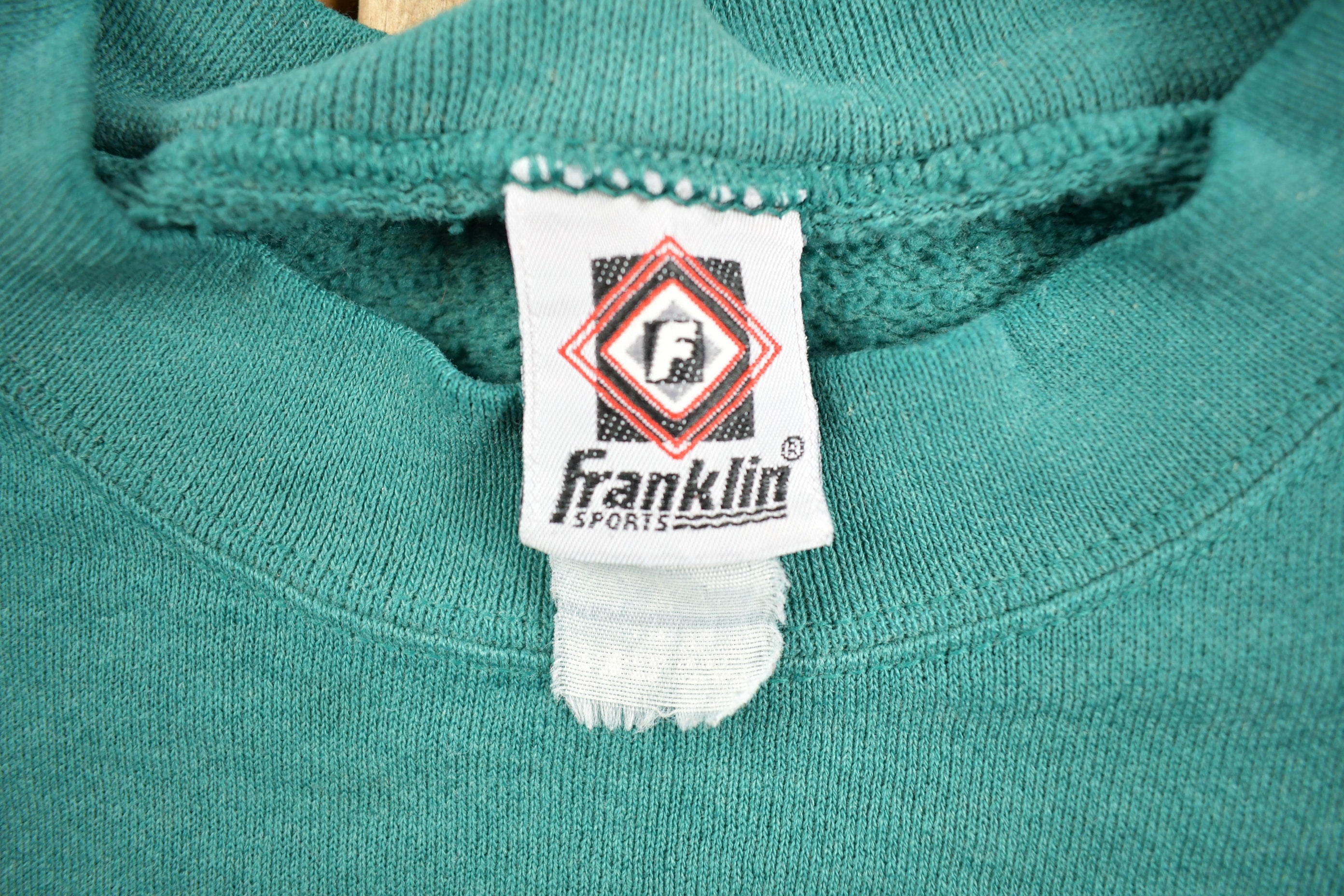 Vintage 1990s Green Franklin Sports Blank Crewneck Sweatshirt Size Medium