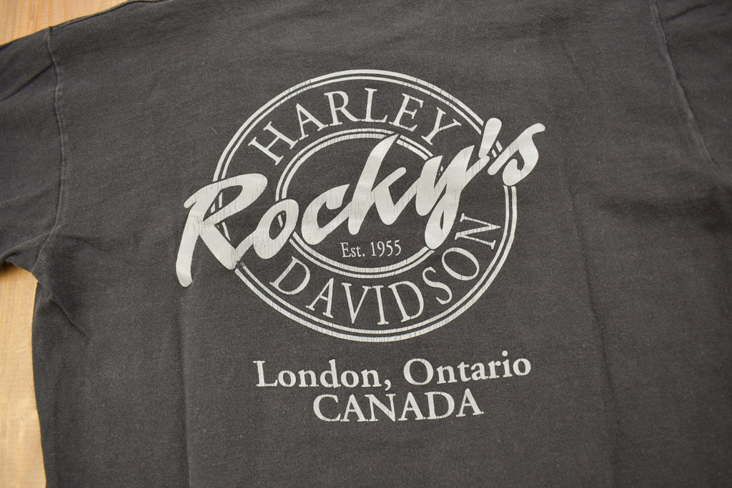 Vintage 1990s Rocky's Harley Davidson London Ontario T-Shirt
