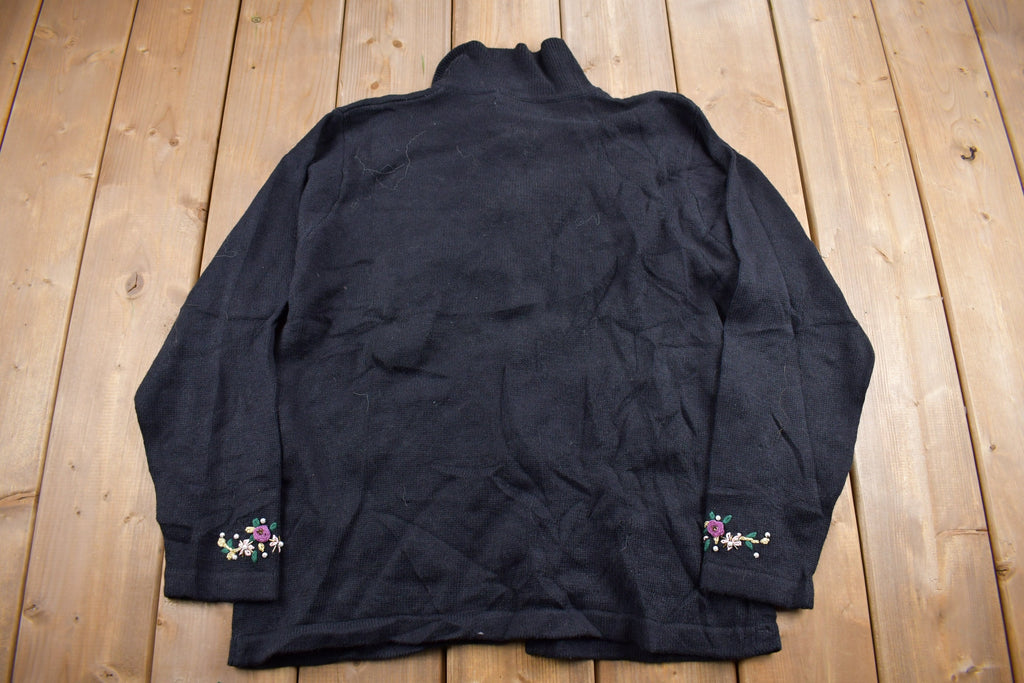 Vintage 1990s Headstock B.P Design Christmas Theme Knit Cardigan Sweater