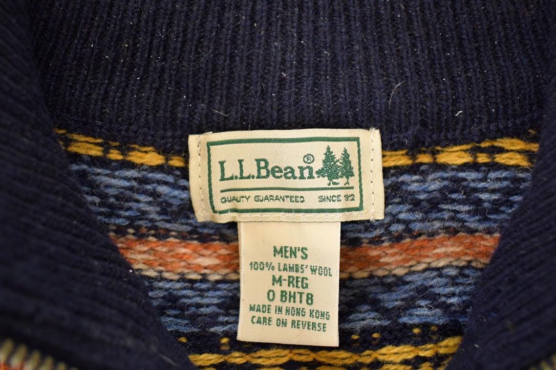 Vintage 1990s LL Bean Wool Knit Collared Sweater Men's M