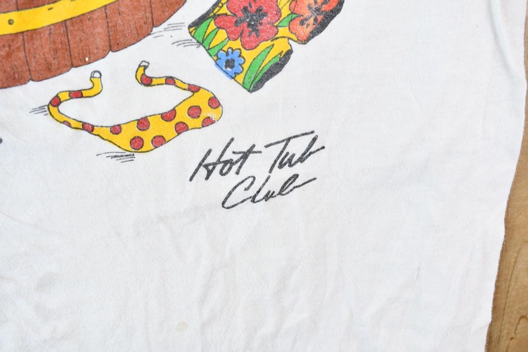 Vintage 1990s Hot Tub Club Tropical Penguins Single Stitch Graphic T-Shirt
