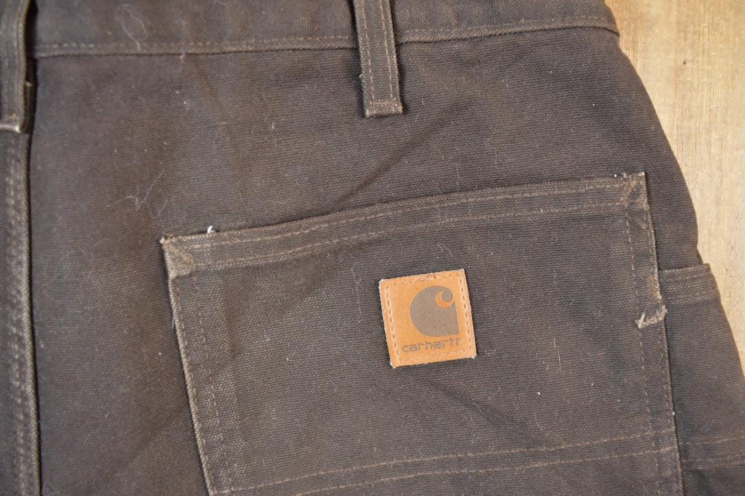 Vintage Y2K Carhartt Double Knee Heavy Lined Denim Work Jeans Size 34 x 34