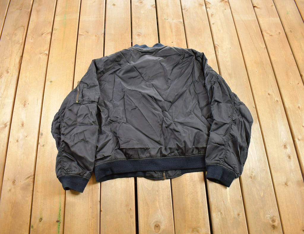 Vintage 1990s Black Satin Bomber Jacket