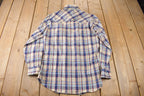 Vintage 1980s Levi's Western Wear Pearl Snap Plaid Long Sleeve Button Up Shirt Size M