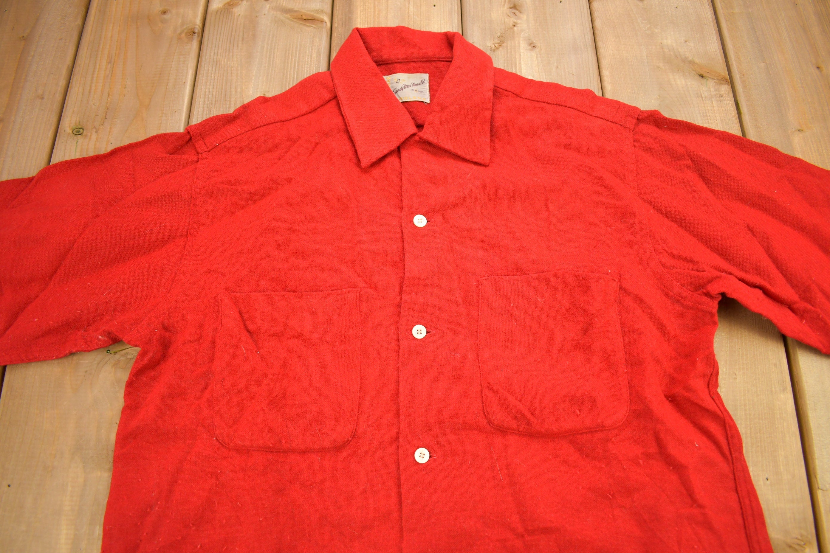 Vintage 1970s Sandy Mac Donald Red Button Up Shirt