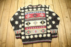 Vintage 1990s Woolrich Woman's 100% Wool Knitted South Western Aztec Design Crewneck Sweater