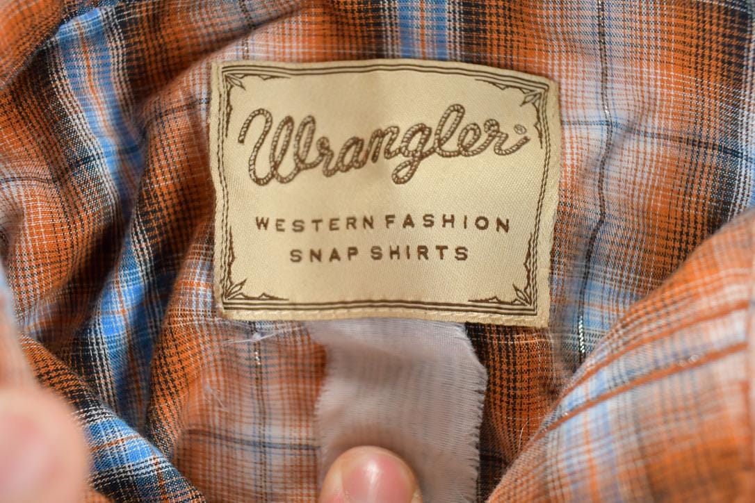 Vintage 1990s Wrangler Western Style Plaid Snap Button Mens M