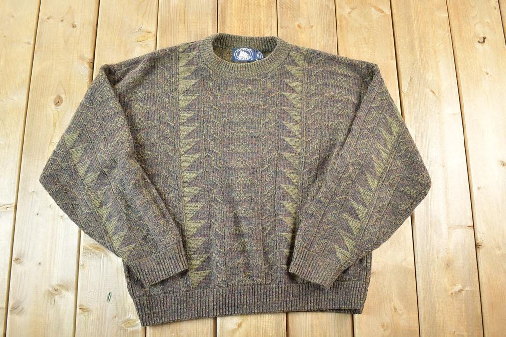 Vintage 1990s Atlantic Traders Knit Abstract Pattern Crewneck Sweater Mens XL
