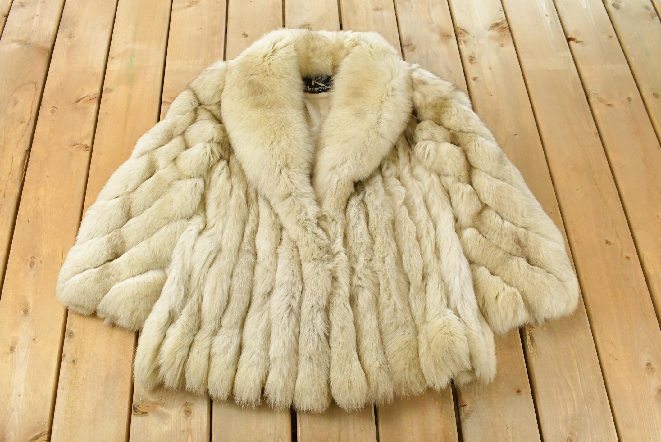 Vintage 1970s Saga Fox Arctic Fox Fur Coat Adult Medium