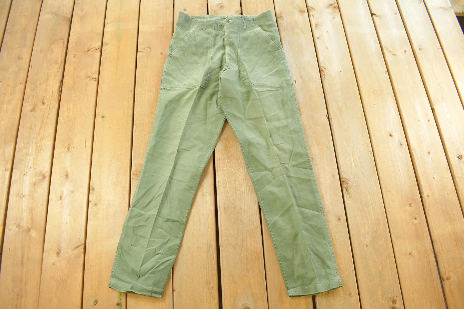 Vintage 1960s Military OG-107 Starched Sateen Fatigue Pants Men's 32 x 31