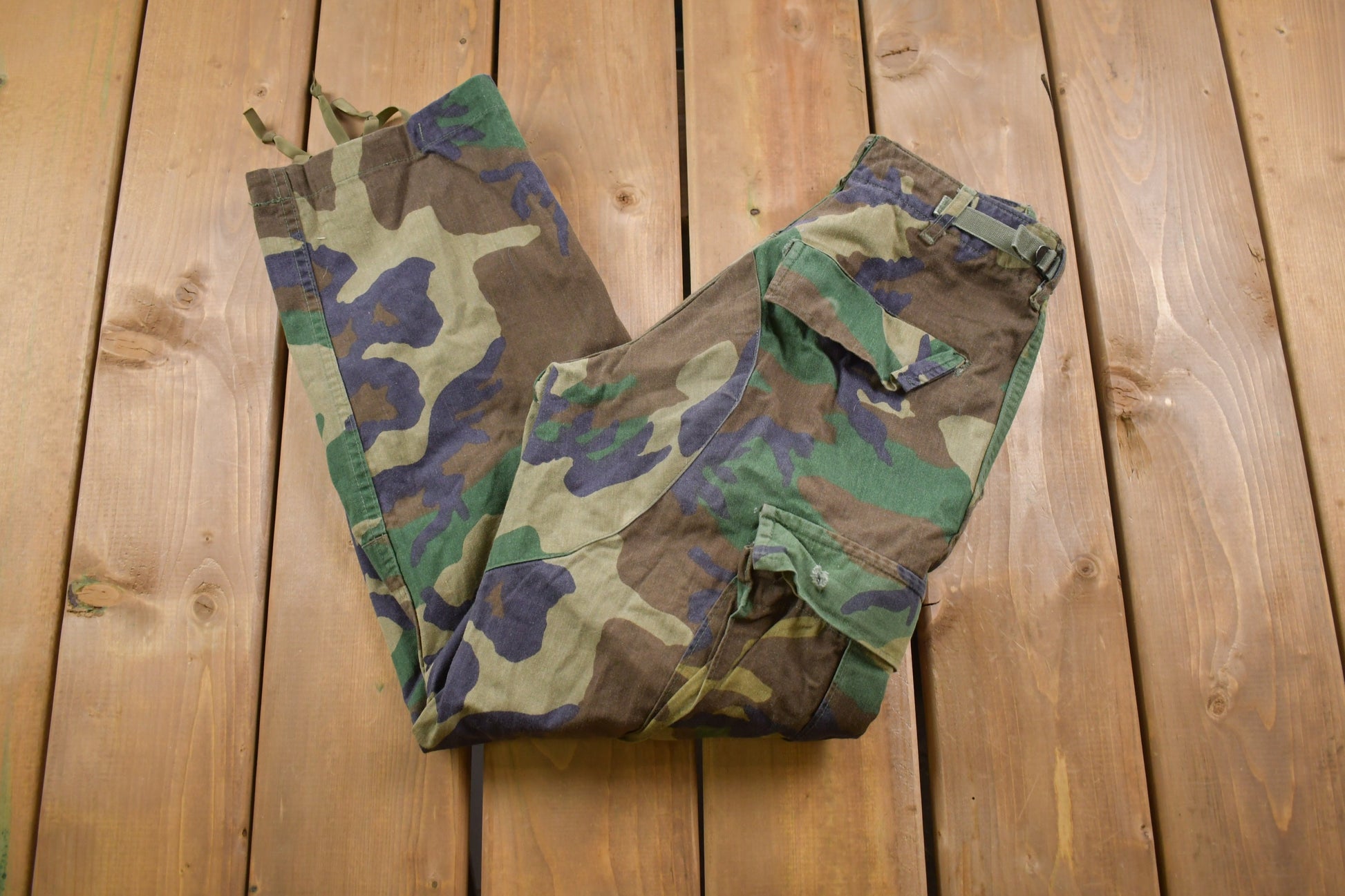 Vintage 2001 Military Woodland Camouflage Cargo Pocket Pants 27 x 28