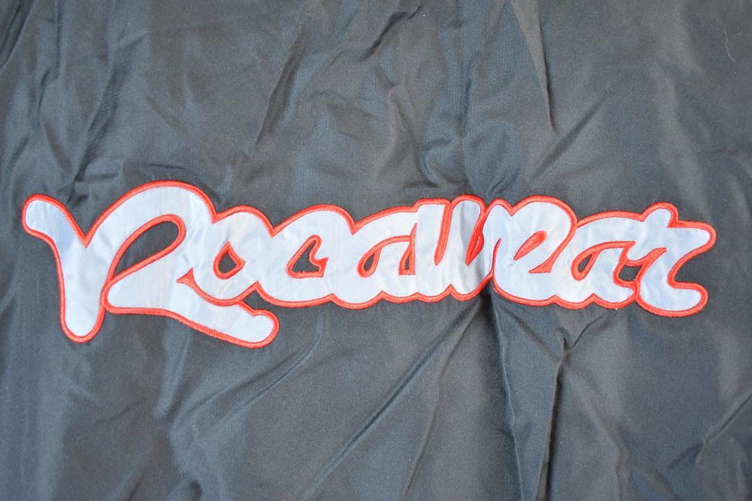 Vintage 1990s Deadstock Rocawear Embroidered Snap Button Hip Hop Satin Jacket Made In USA