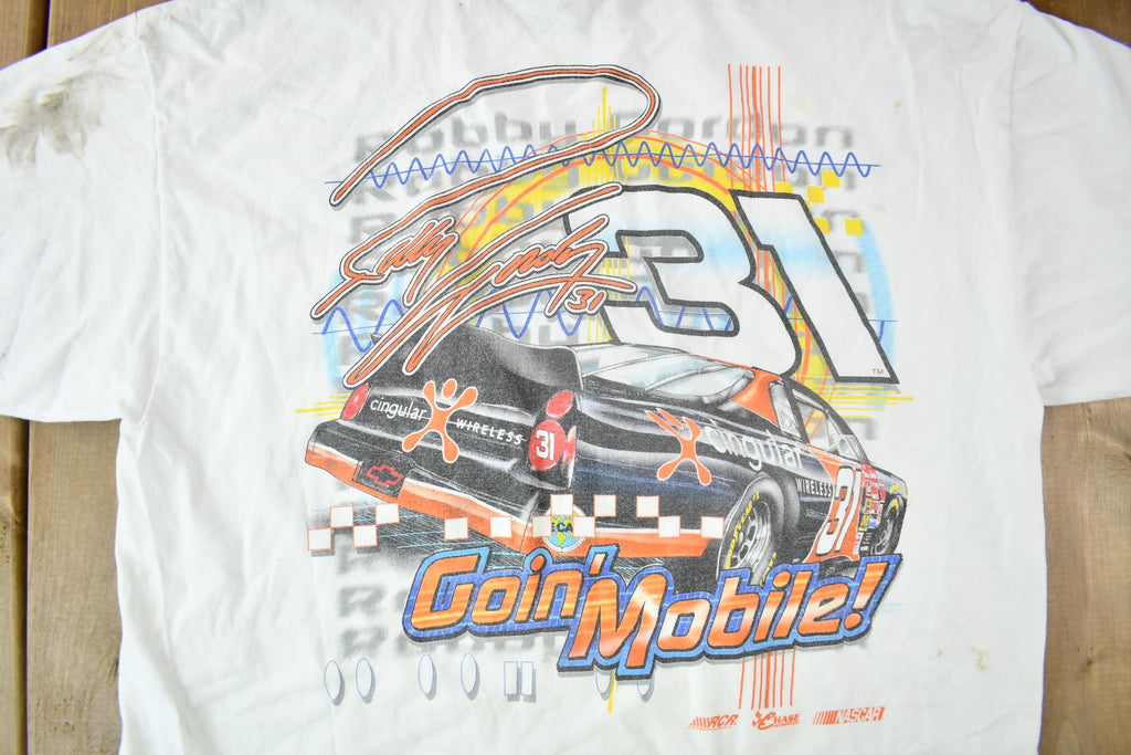 Vintage 1990s Robert Gordon Nascar Goin' Mobile Racing Graphic T Shirt