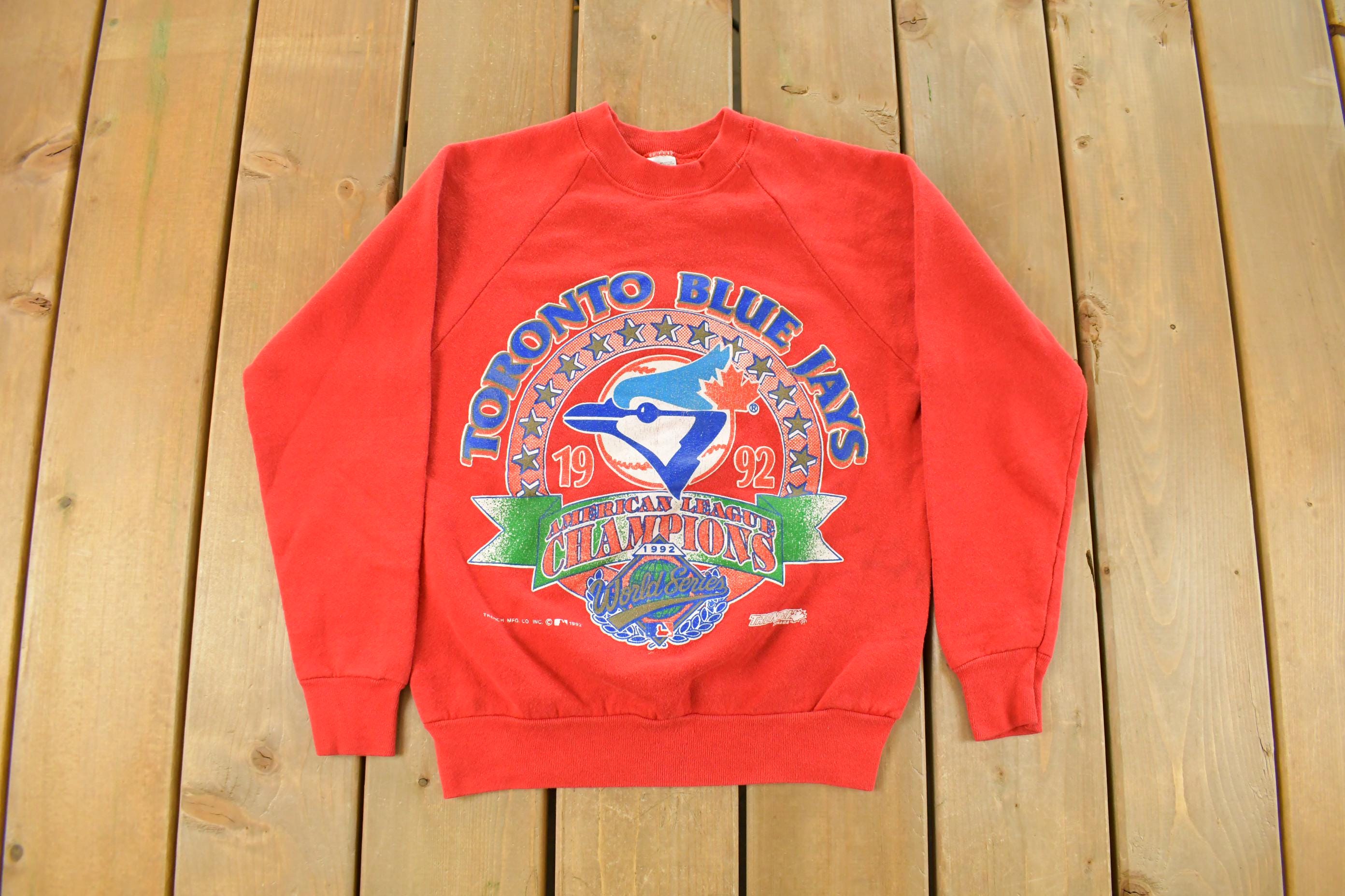 Vintage 1992 Toronto Blue Jays MLB AL Champions Crewneck Sweatshirt Youth Large