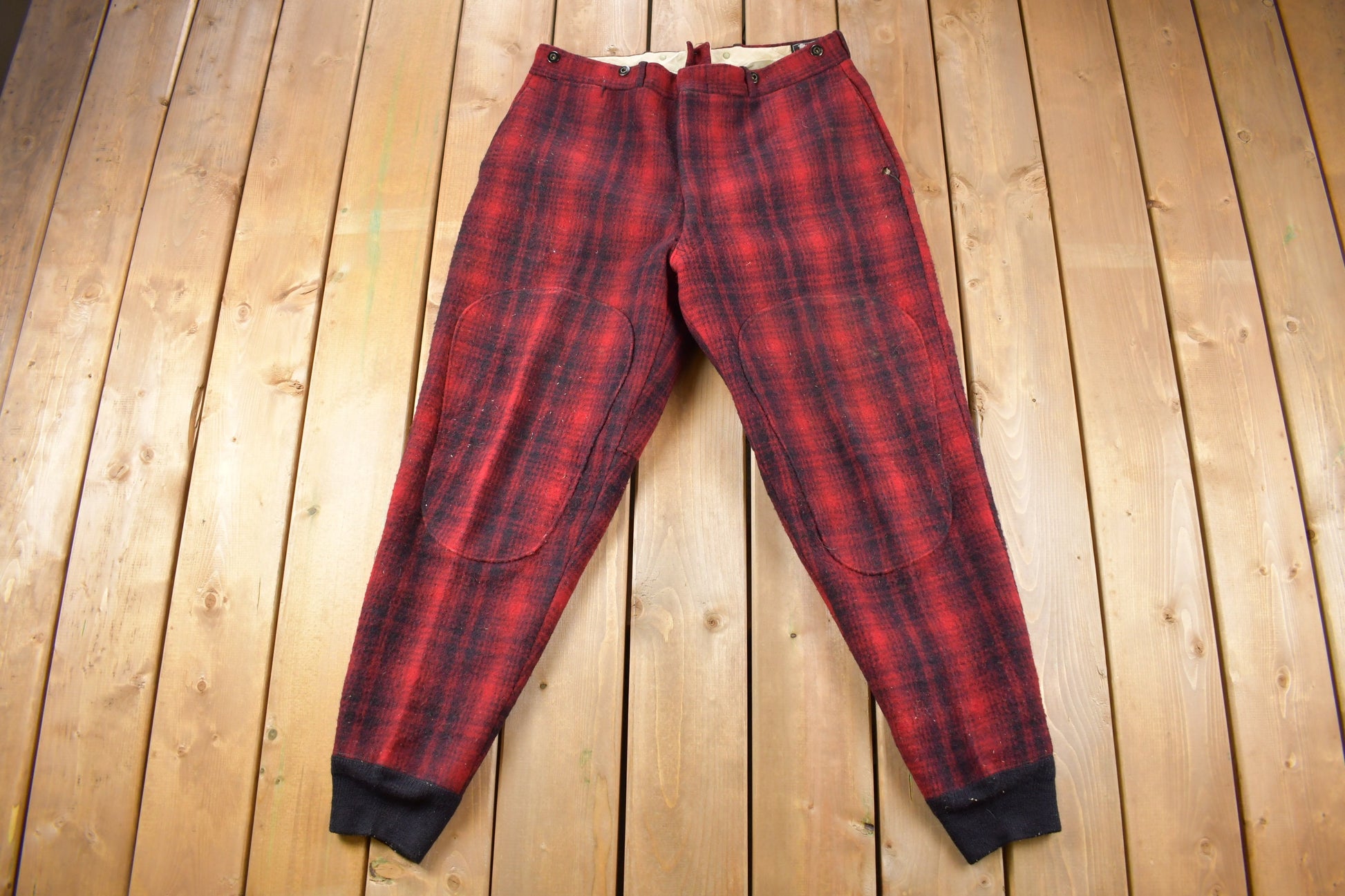 Vintage 1950s Woolrich Red Buffalo Plaid Heavy Pants Size 34 x 30