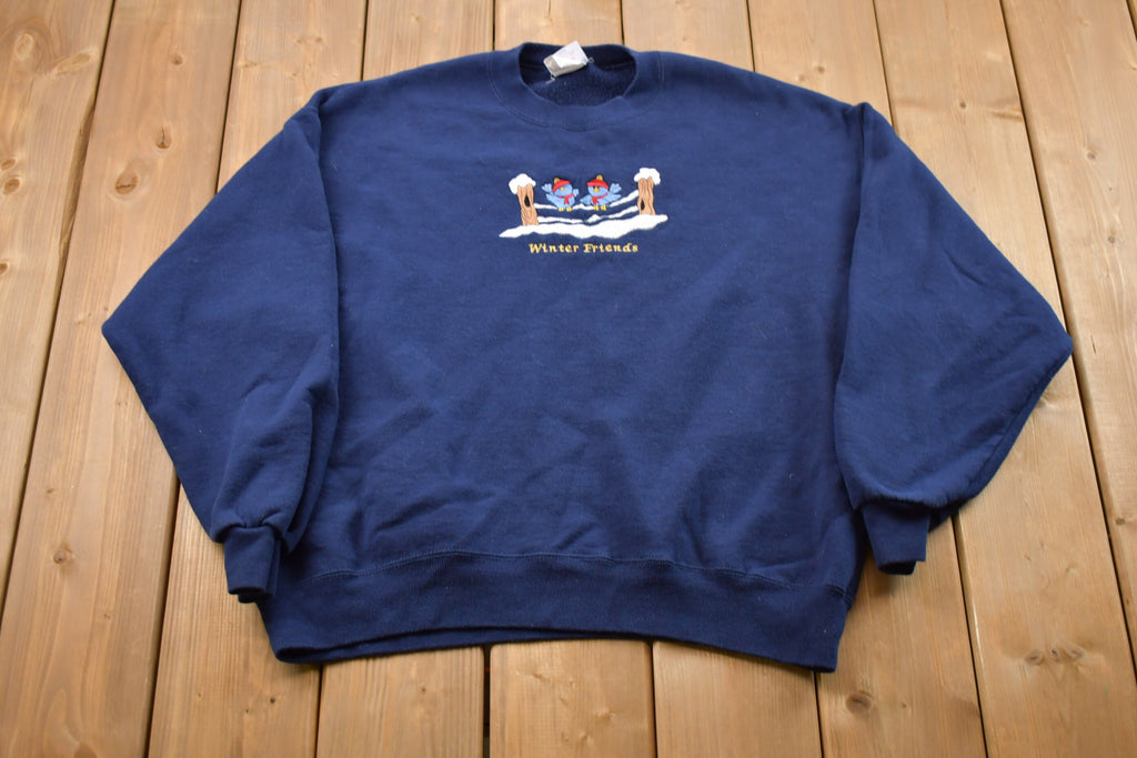 Vintage 1990s Bird Embroidered Crewneck , 90s Crewneck , Nature , Animals , Vintage Sweatshirt , Cute Christmas Birds
