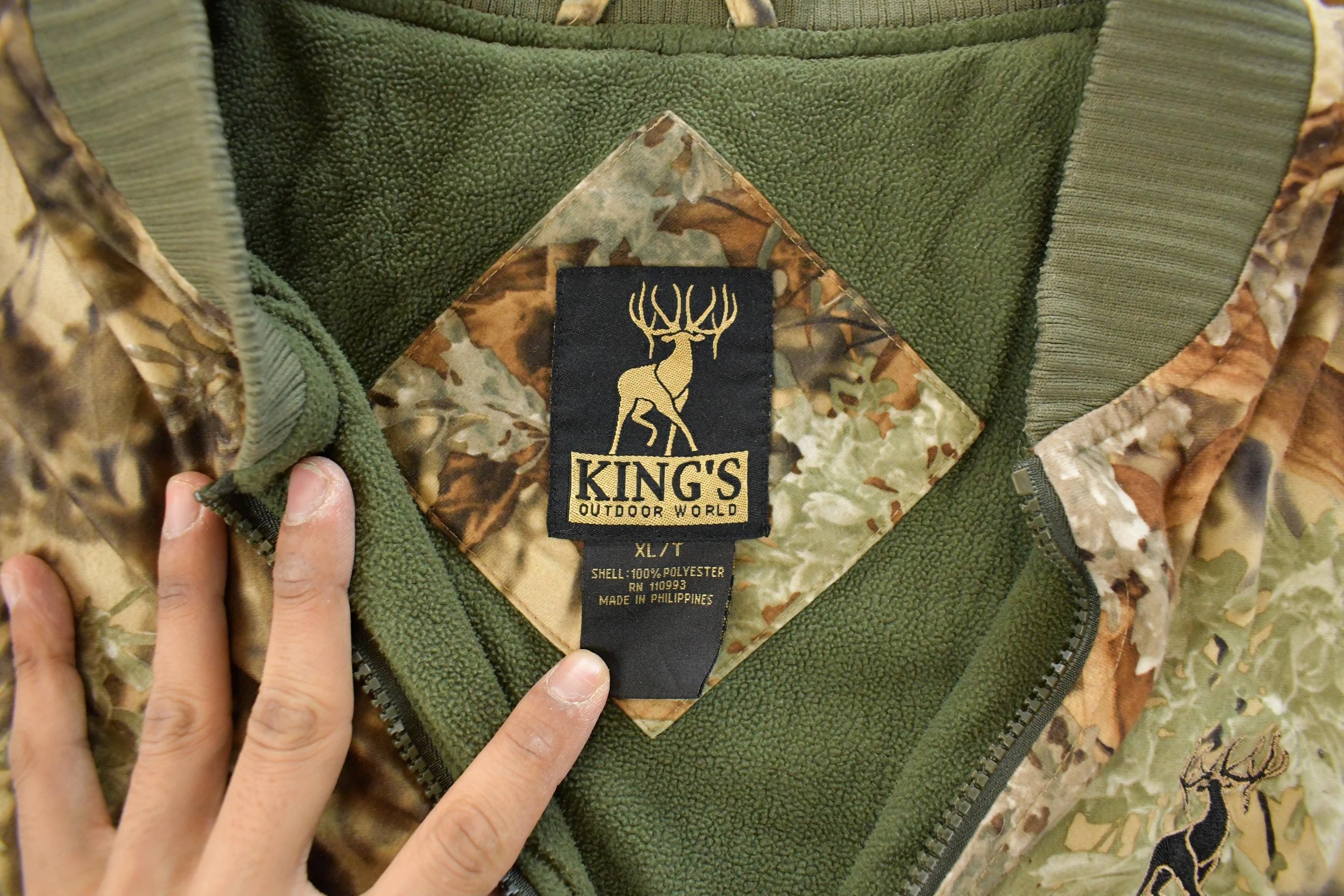 Vintage 1990s King's Outdoor World Tree Camo Bomber Jacket Men's XL