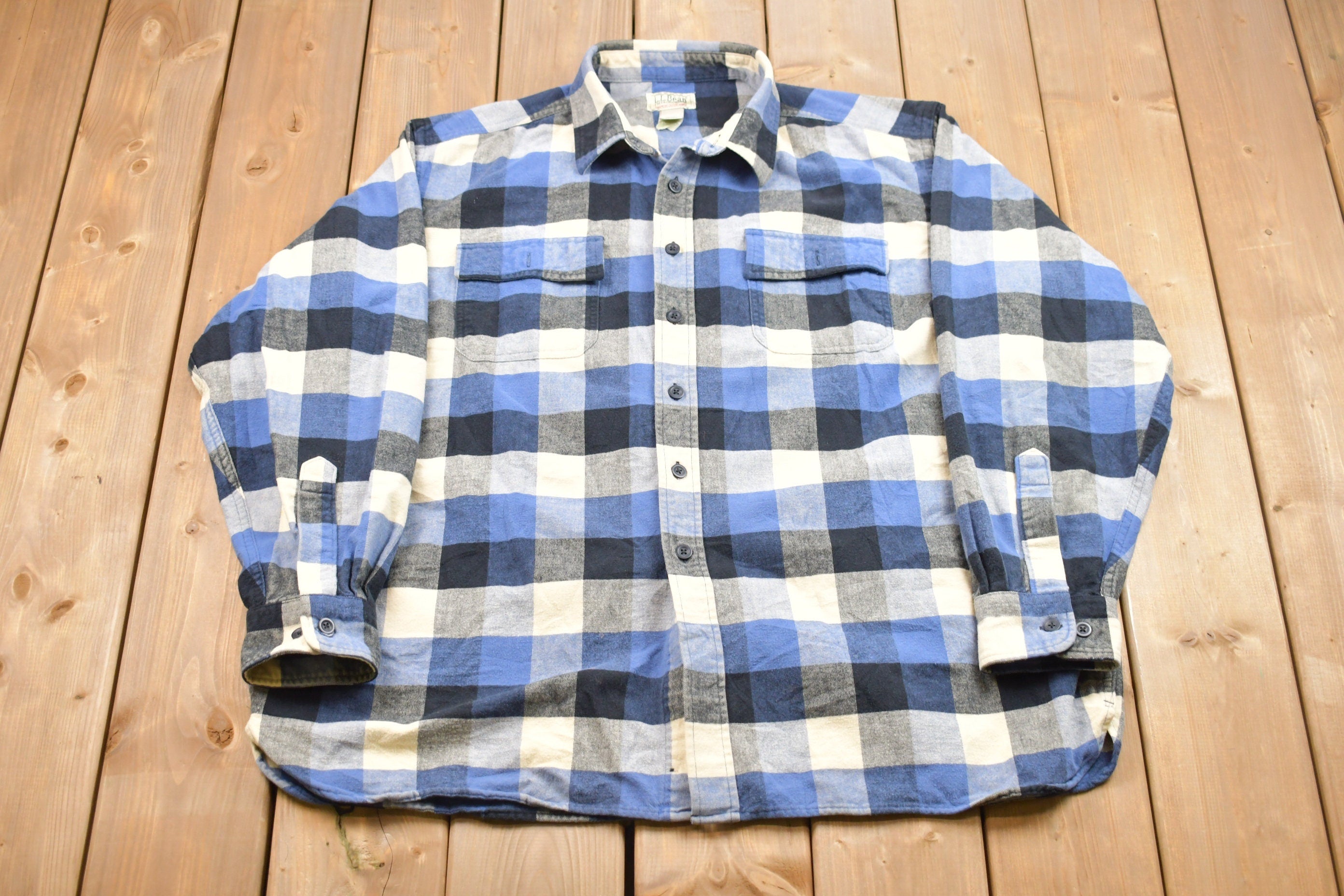 Vintage 1990s LL Bean Plaid Button Up Shirt