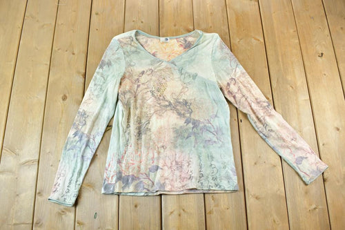 Vintage Y2K Trippy Floral Womens One World Single Stitch T-Shirt / Y2K Vintage Souvenir Tee / Rare Vacation Tee / Summer Shirt