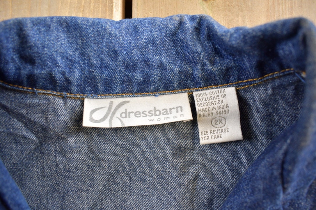 Vintage 1990s Dressbarn Floral Stitched Denim Jean Jacket  Vintage Denim  Streetwear  Vintage Fall Outerwear  Fall Jacket  Flowers
