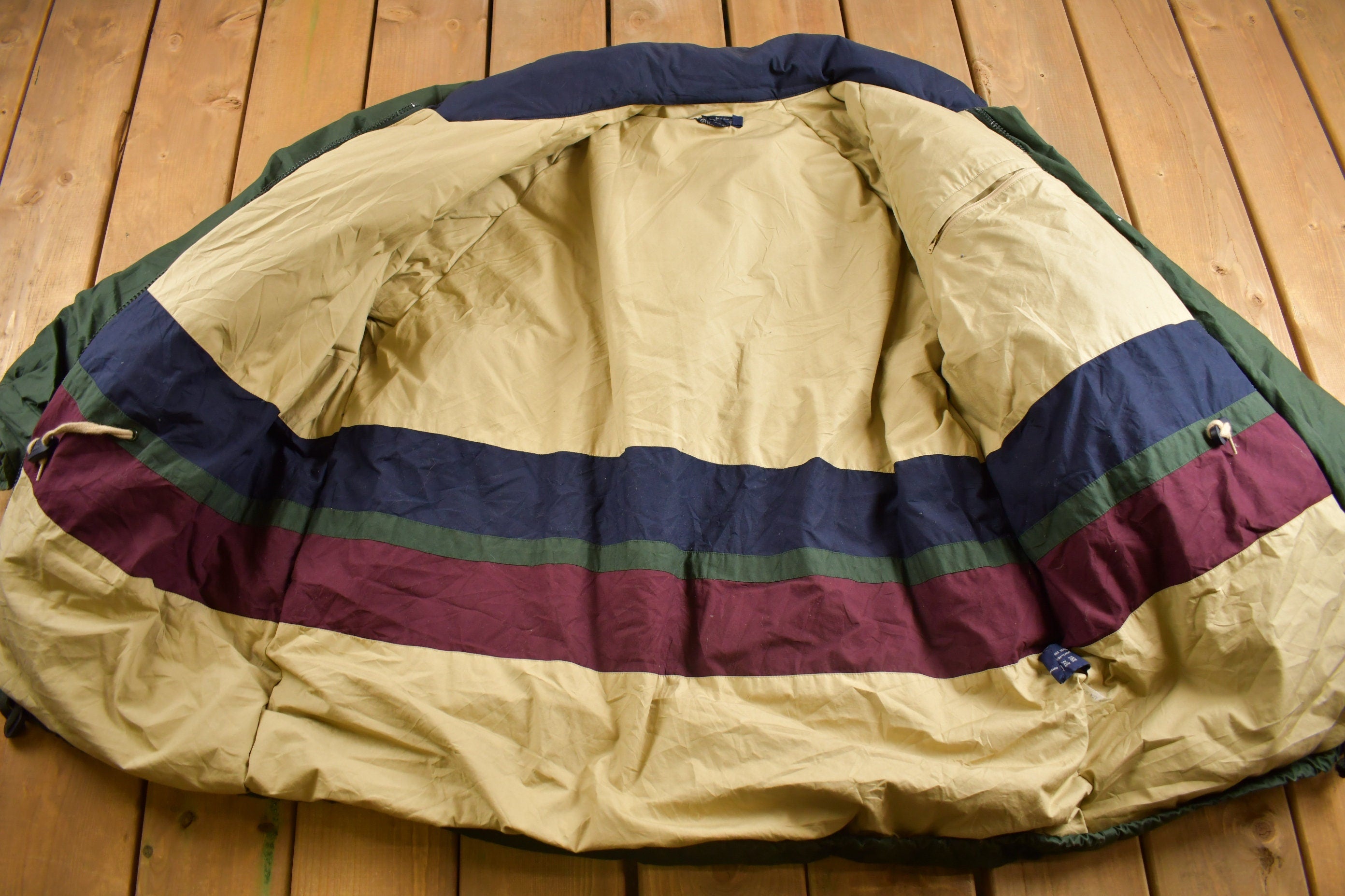 Vintage 1990s Nautica Puffer Jacket Size XL / Embroidered / Parka Jacket / Streetwear / Earth Tones