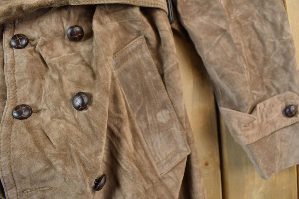 Vintage 1990s Rice ID Suede Leather Full Length Jacket
