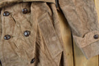 Vintage 1990s Rice ID Suede Leather Full Length Jacket