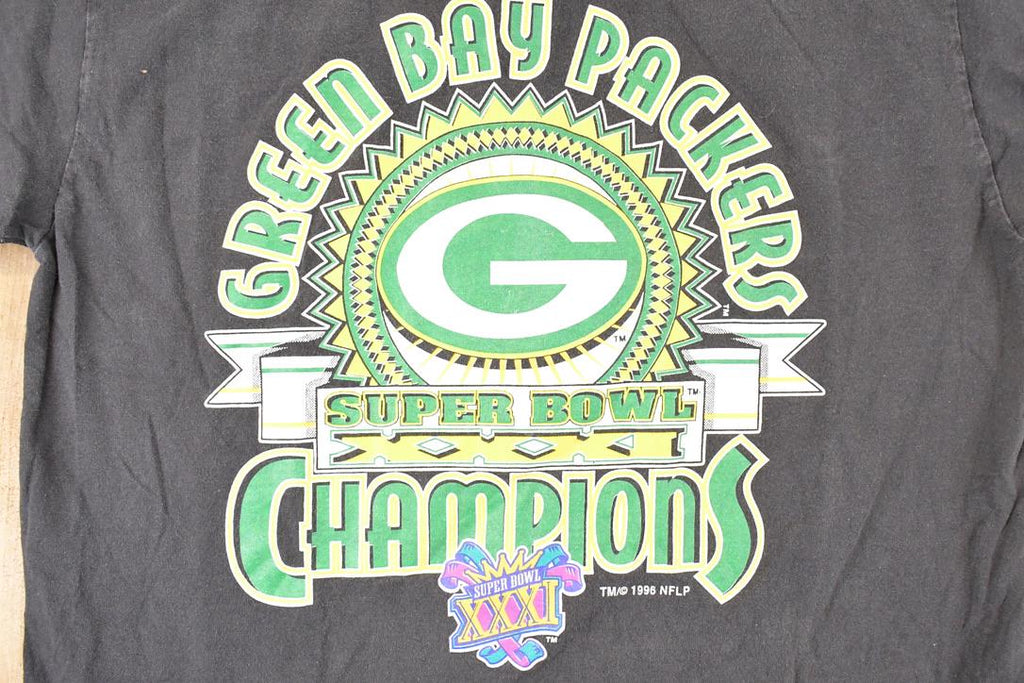 Vintage 1996 Logo 7 Green Bay Packers Super Bowl Champions NFL T-Shirt Men's L