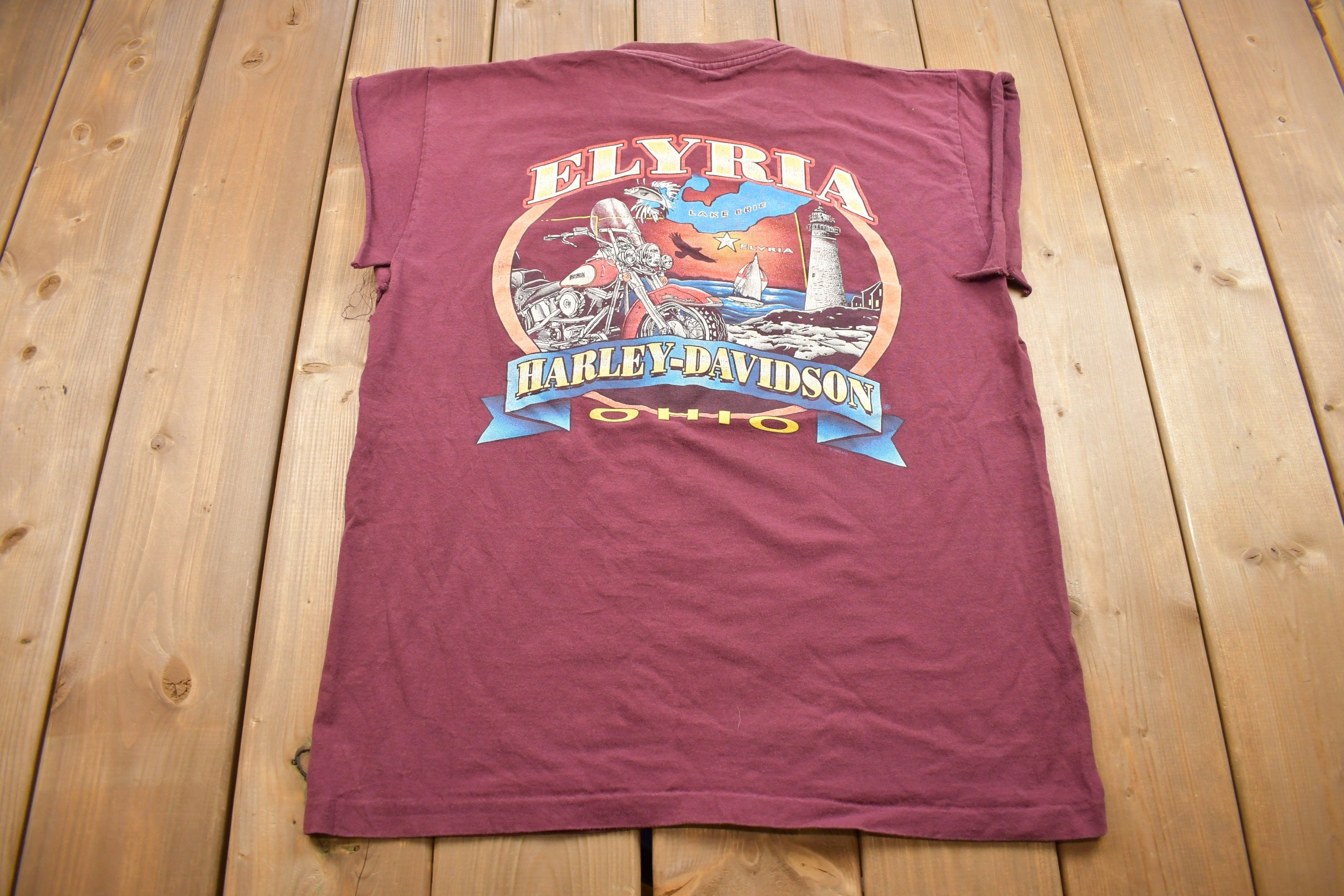 Vintage 1998 Harley Davidson Elyria Ohio Hand Cut Tank Top