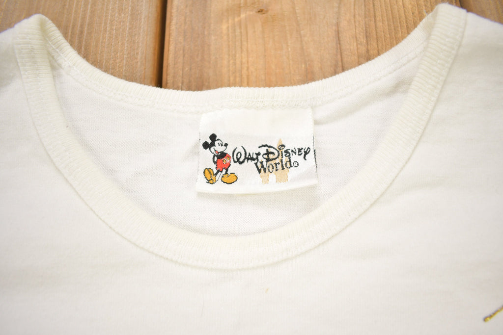Vintage 1990s Walt Disney World Mickey Mouse Embroidered Graphic Ladies T-Shirt