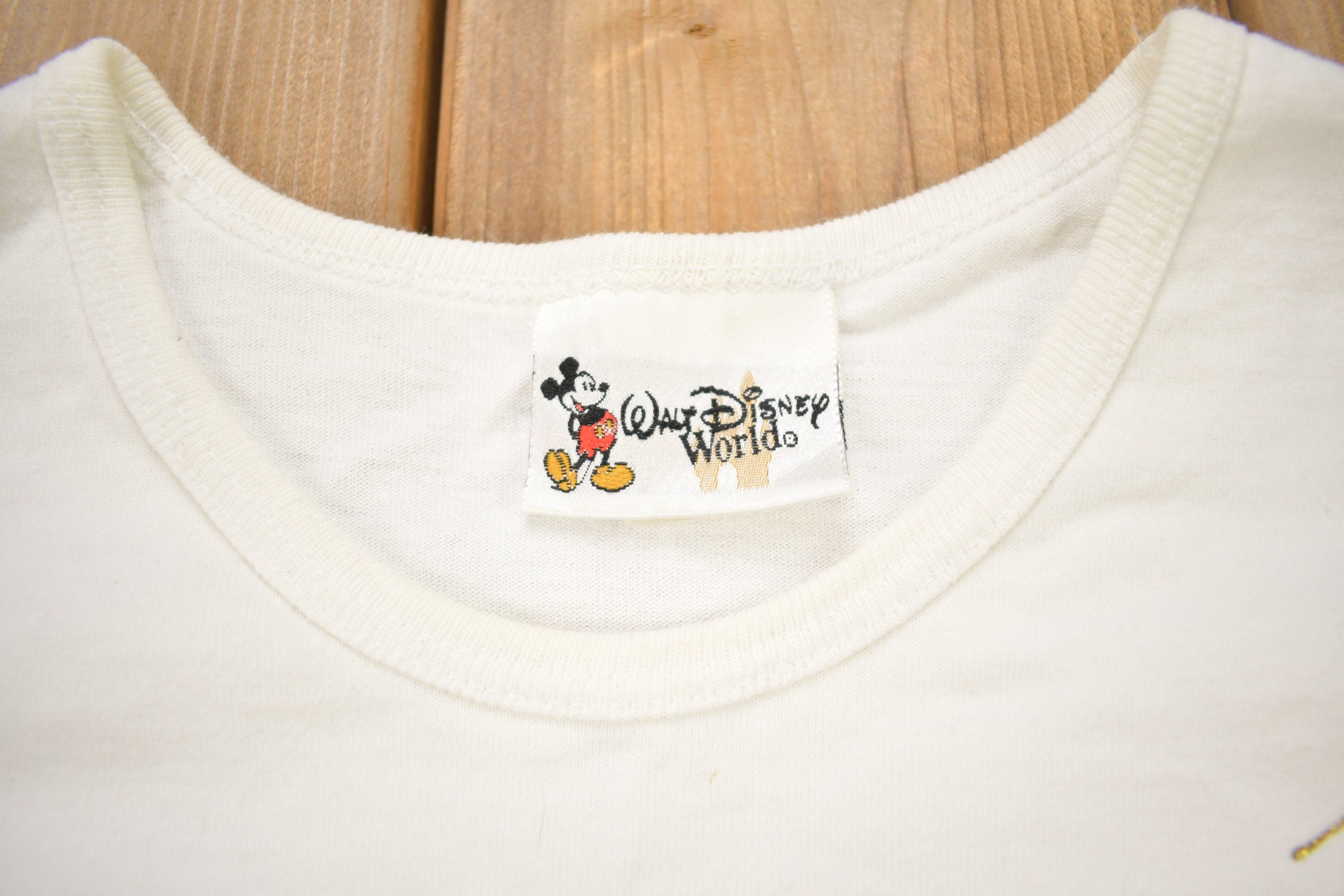 Vintage 1990s Walt Disney World Mickey Mouse Embroidered Graphic Ladies T-Shirt